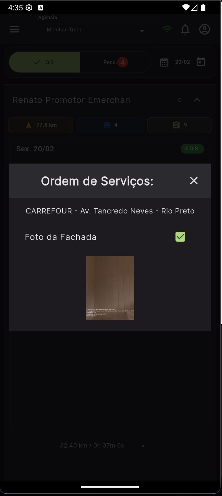 Tela de OS com Foto da Fachada tirada
