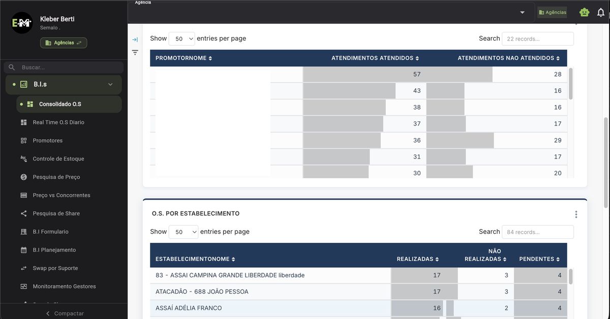 BI Consolidado - Promotores e Estabelecimentos