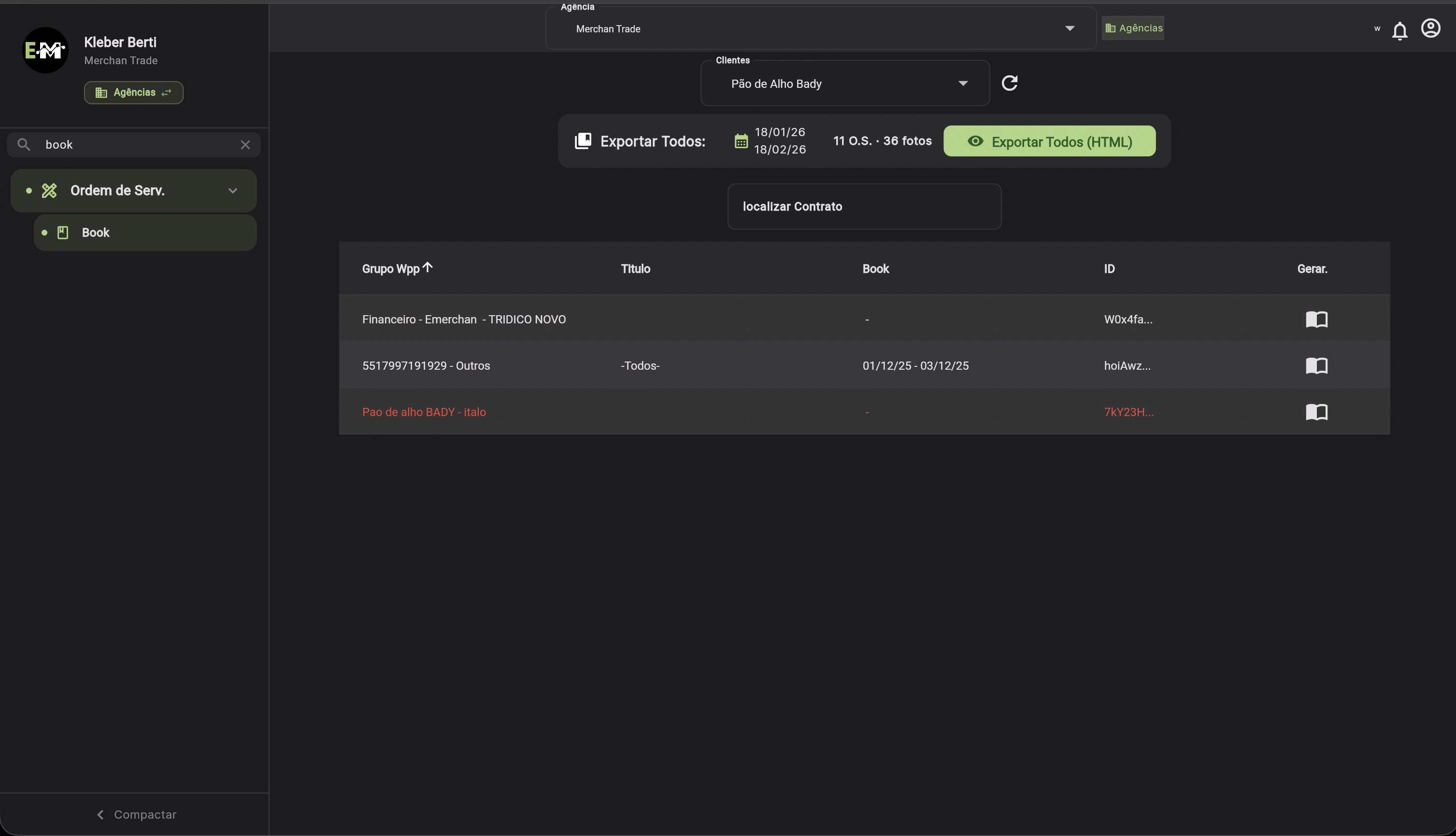 Book Lista de Contratos
