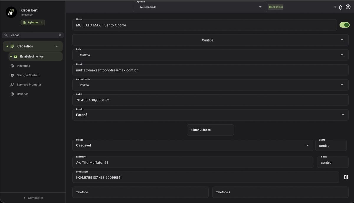 Cadastro de Estabelecimentos