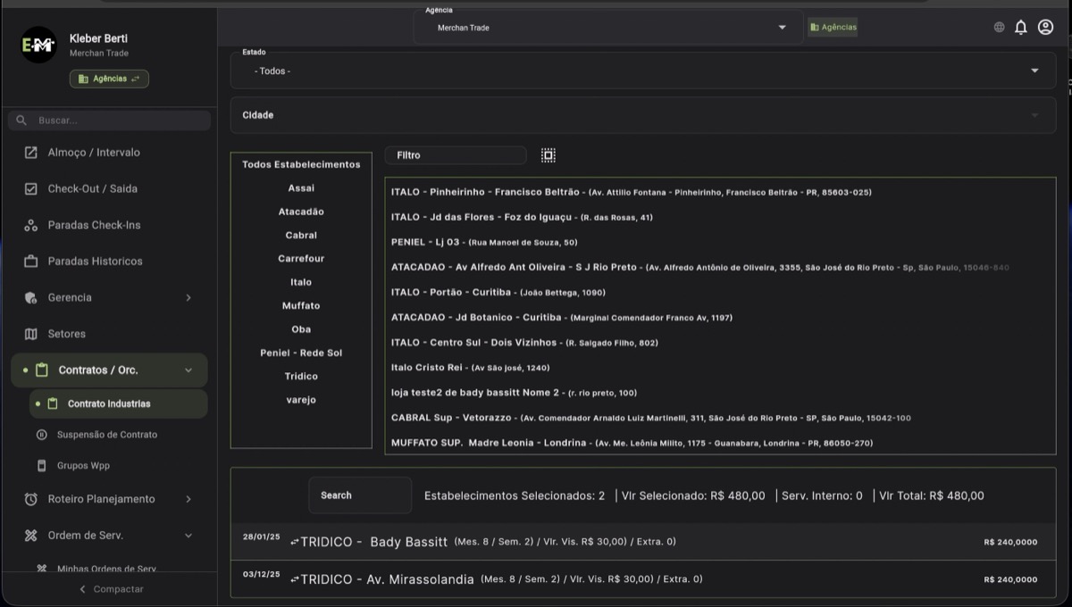 Seleção de Estabelecimentos