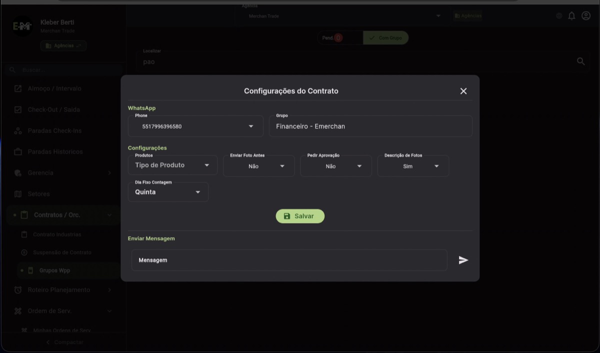 Configurações do Grupo WhatsApp