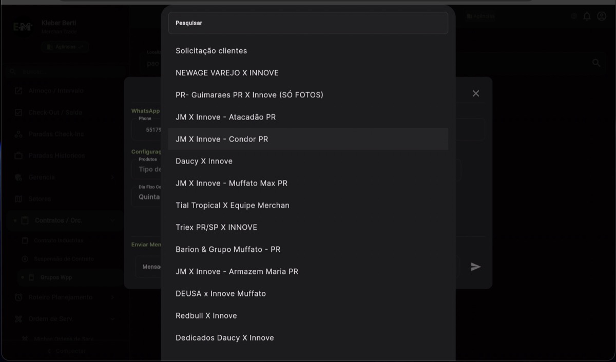 Seletor de Grupos WhatsApp